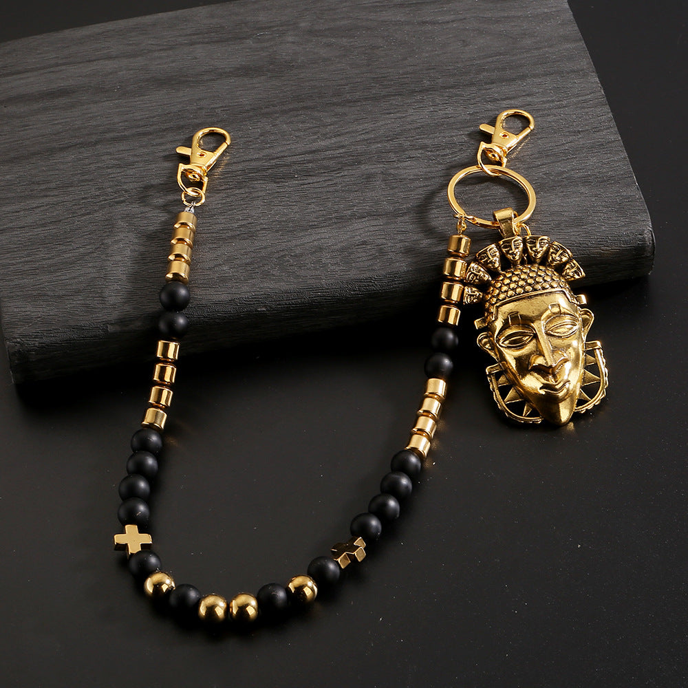 American style beaded human head pants chain