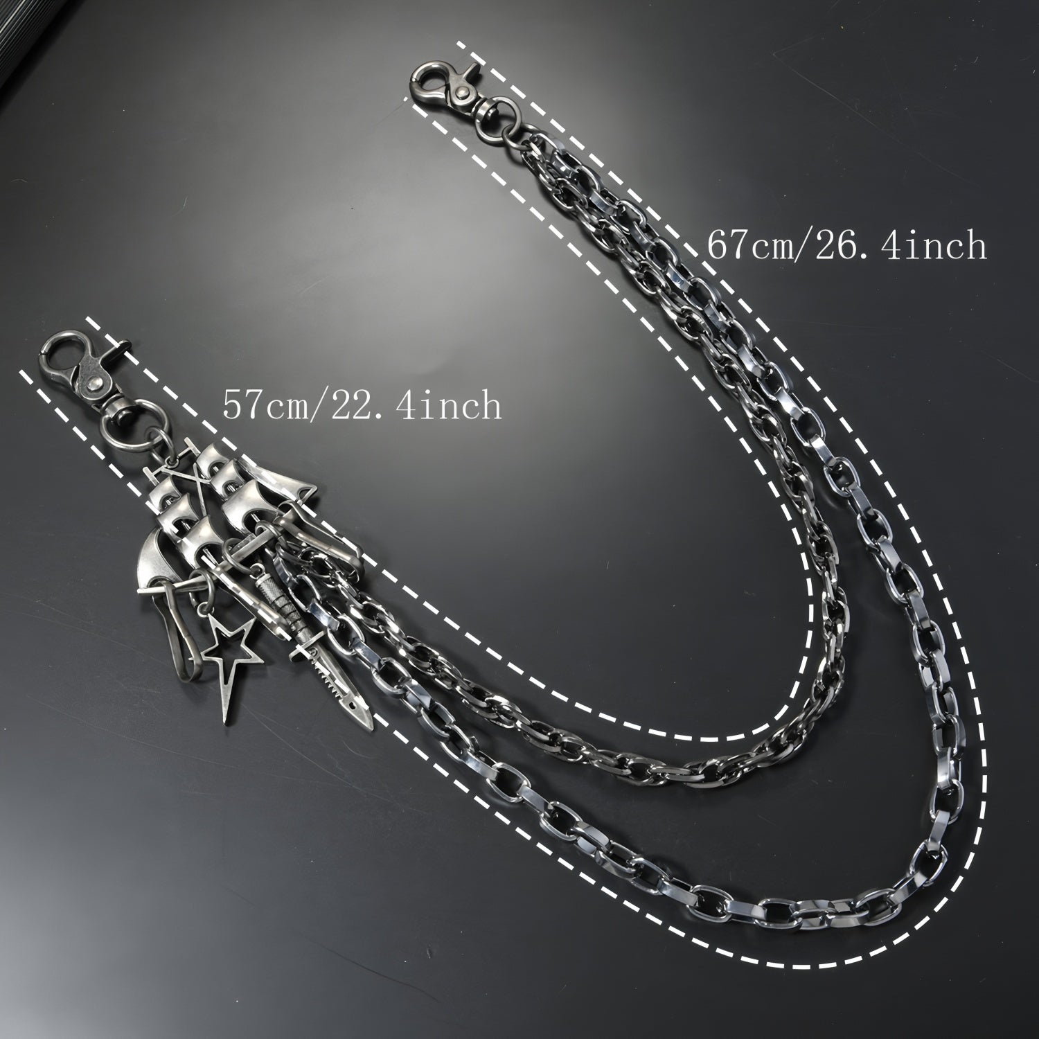 Personalized metal chain multi-layer pants chain