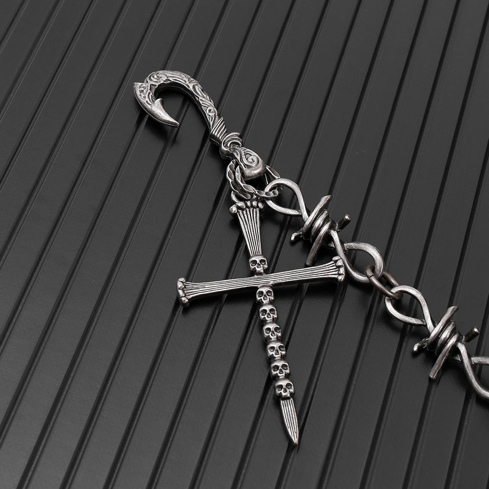 Vintage Gothic Cross Skull Pants Chain