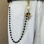 Black stone bead handmade beaded pants necklace