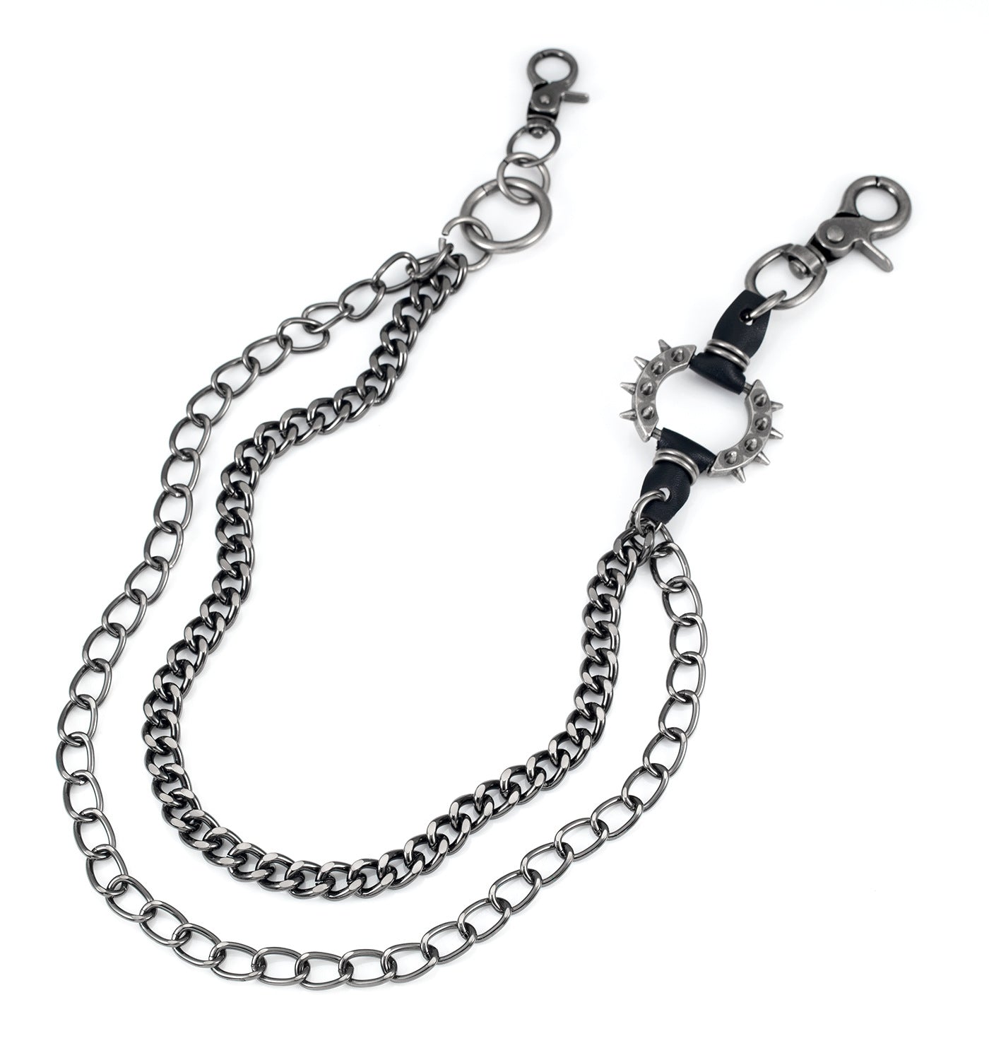 Exaggerated spiked retro art men's and women's hip-hop punk pants chain