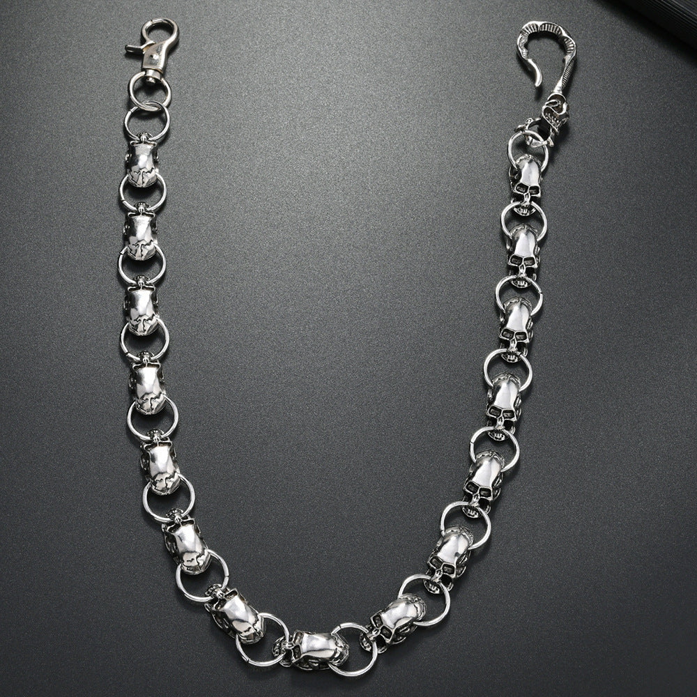 Single chain alloy skull trouser chain