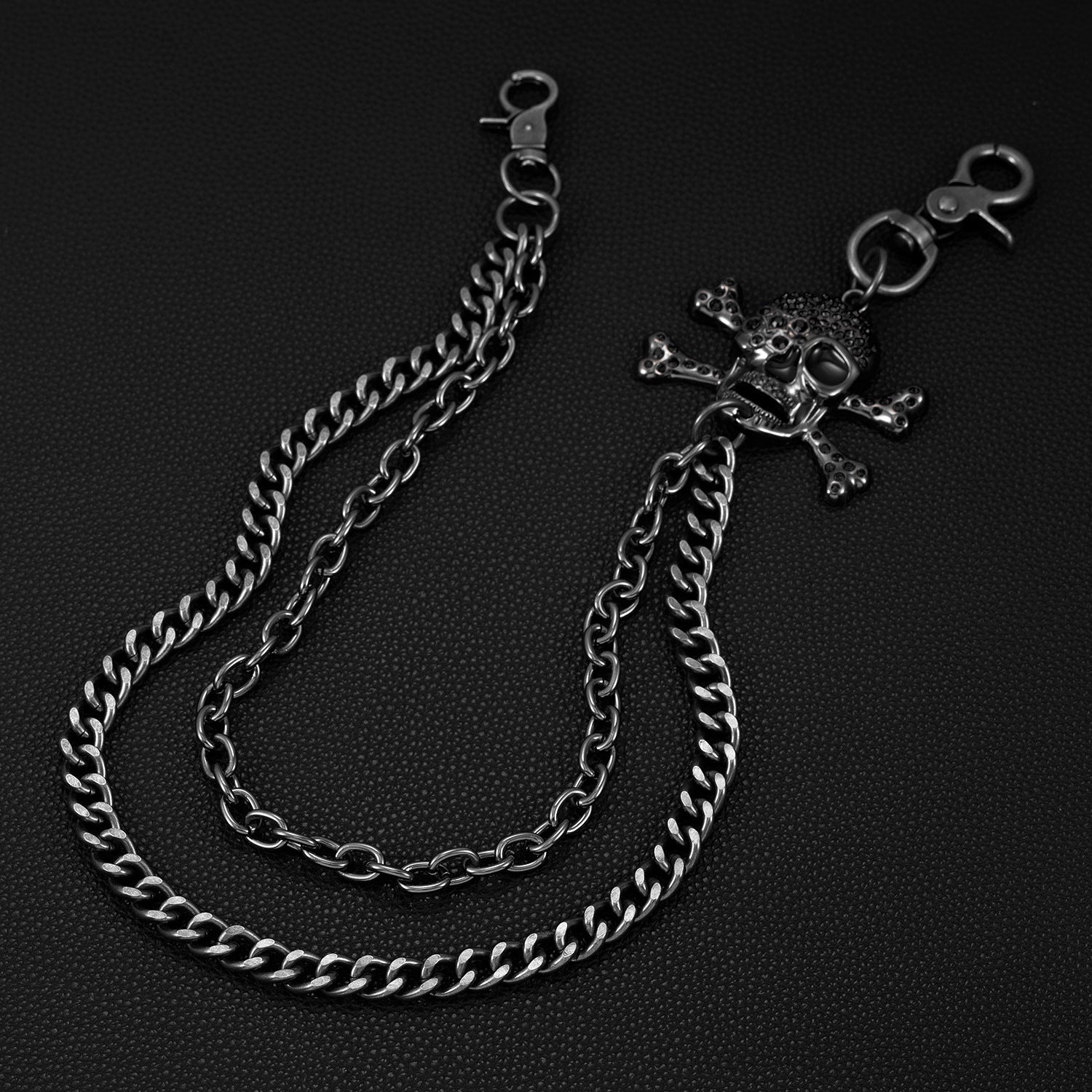 Big bone skull double punk pants chain