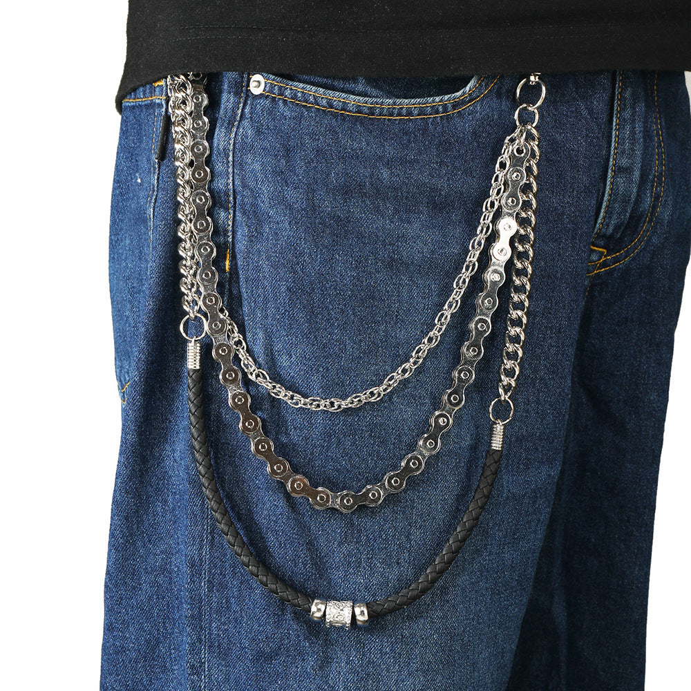 Multi-layer metal rope splicing trouser chain
