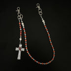 TT same style white dove red cross pants chain