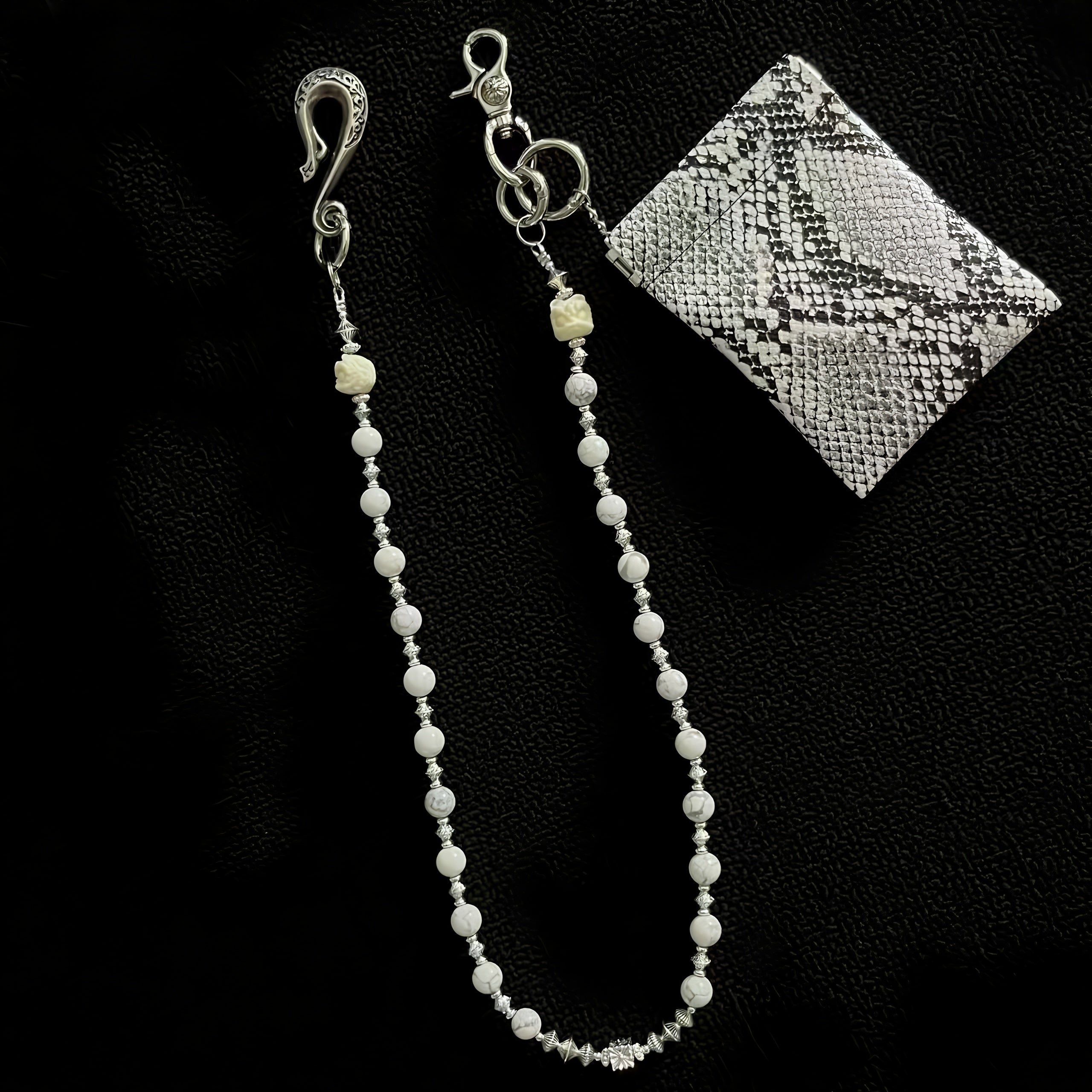 Original snake print coin purse beaded trouser chain