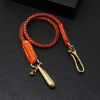 Leather hand-woven trouser chain