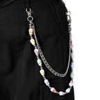 Colorful Lantern Beaded Trendy Hip-Hop Women's Double-Layer Pants Chain