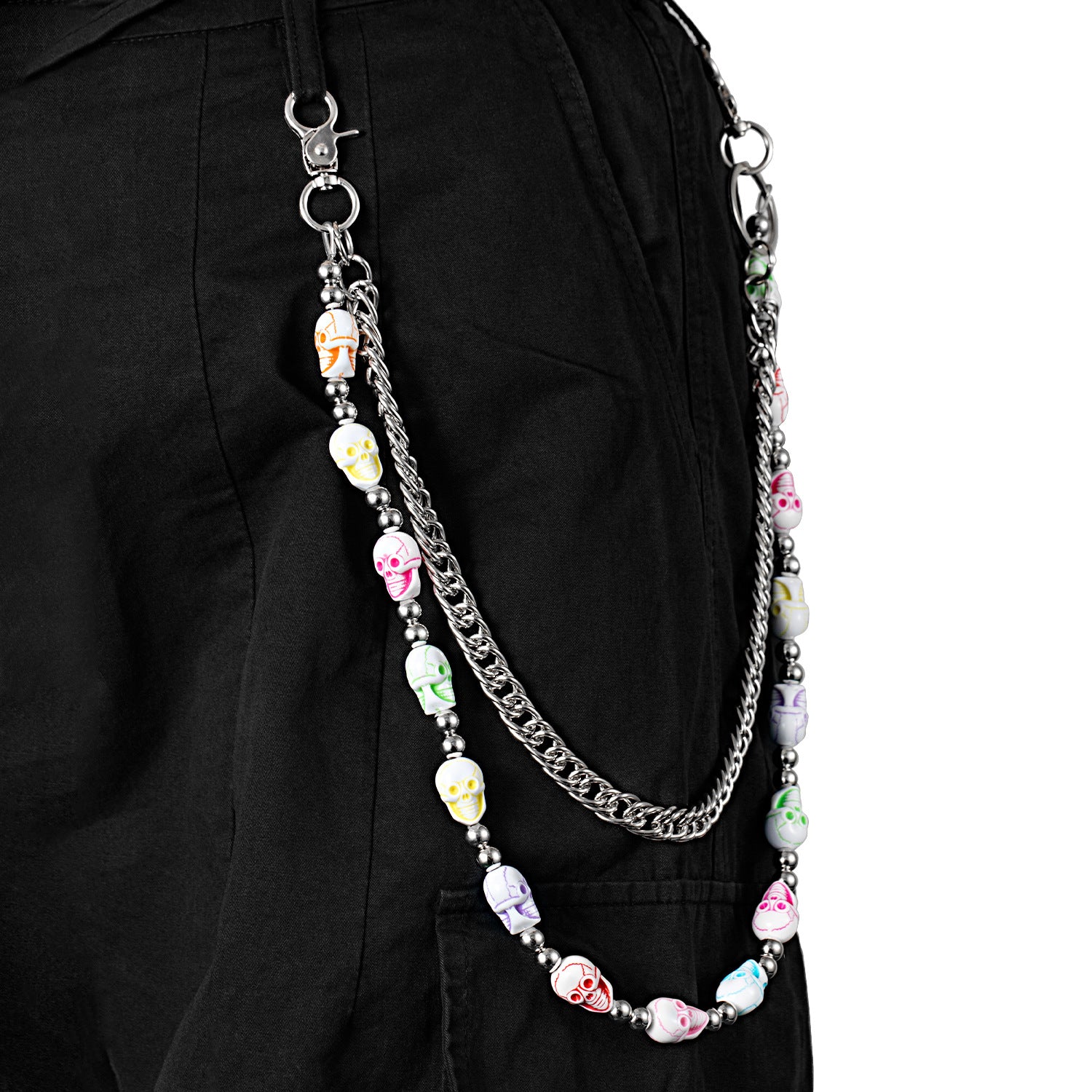 Colorful Lantern Beaded Trendy Hip-Hop Women's Double-Layer Pants Chain