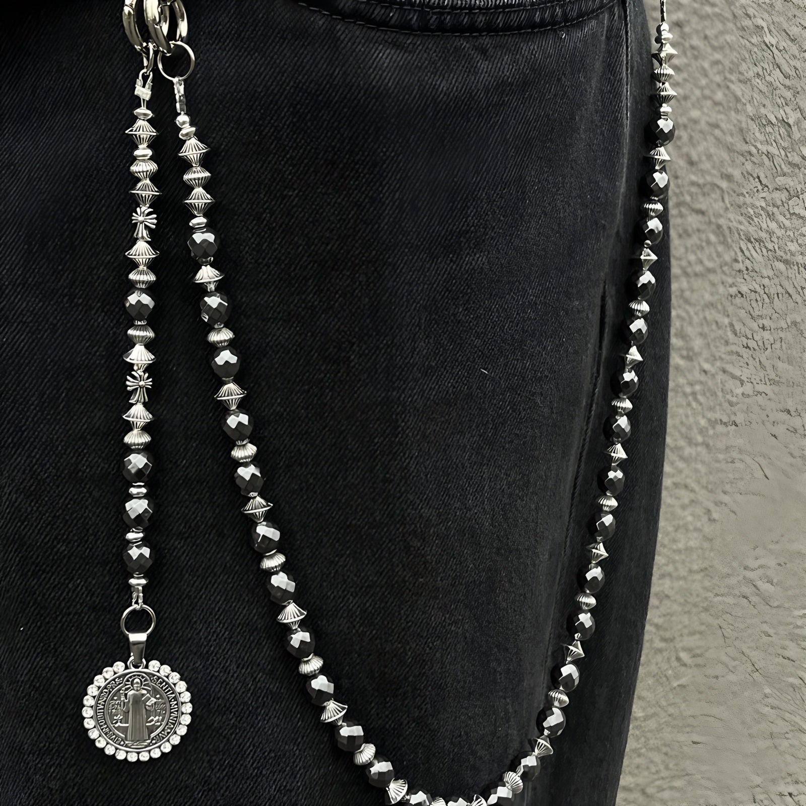 Retro mixed pearl handmade trendy denim waist chain