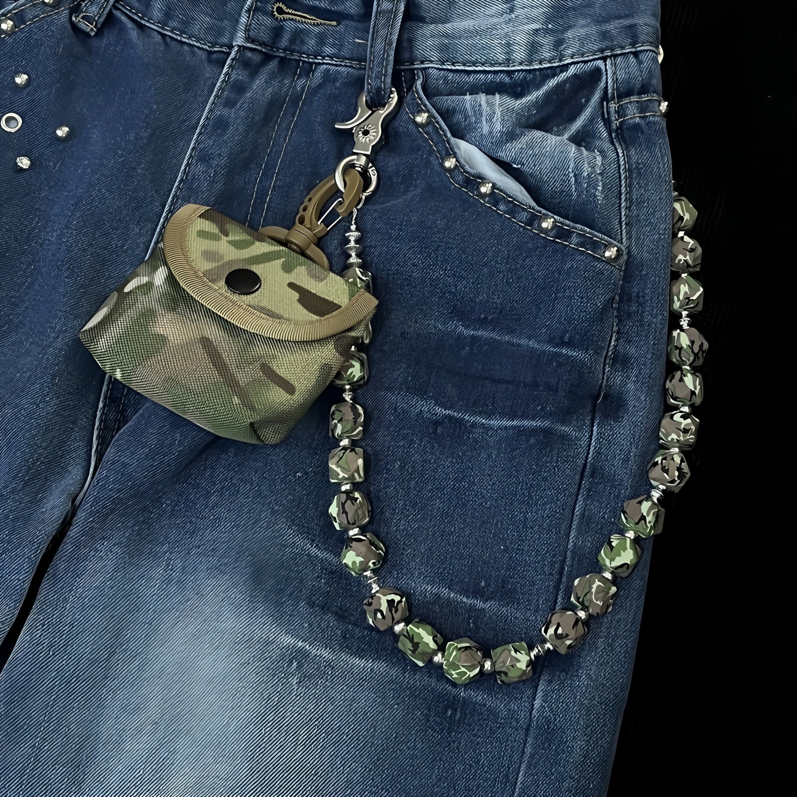 Camouflage key bag, card holder, coin purse, pants chain