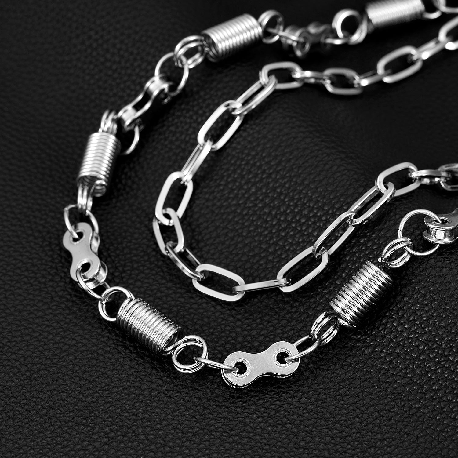 Double spring motorcycle chain pants chain