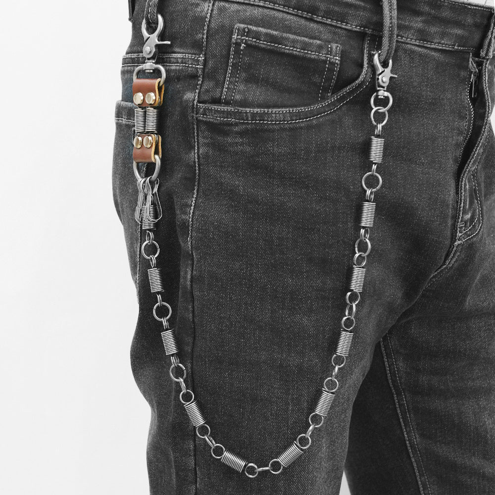Fashionable metal spring trouser chain