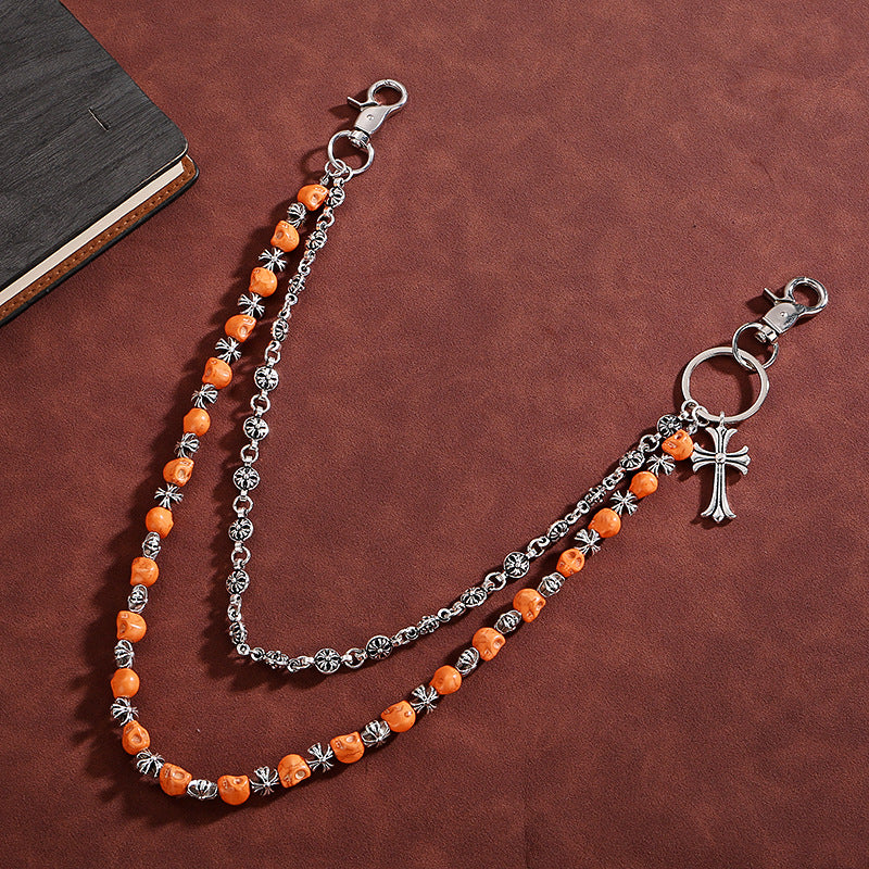 Exclusive design double chain beaded trouser chain
