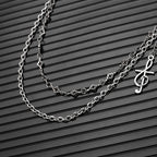 Double-chain trouser chain with musical note pendant