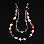 Double-layer trendy colorful Rubik's cube dice pants chain