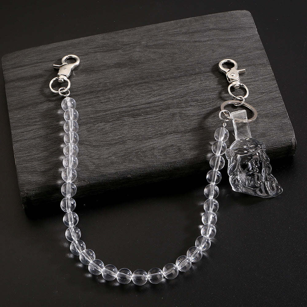 White crystal unique design trouser chain