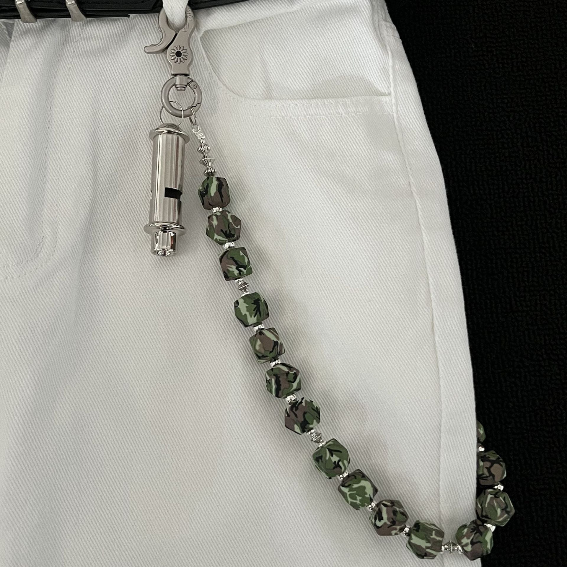 Silicone camouflage whistle pants chain