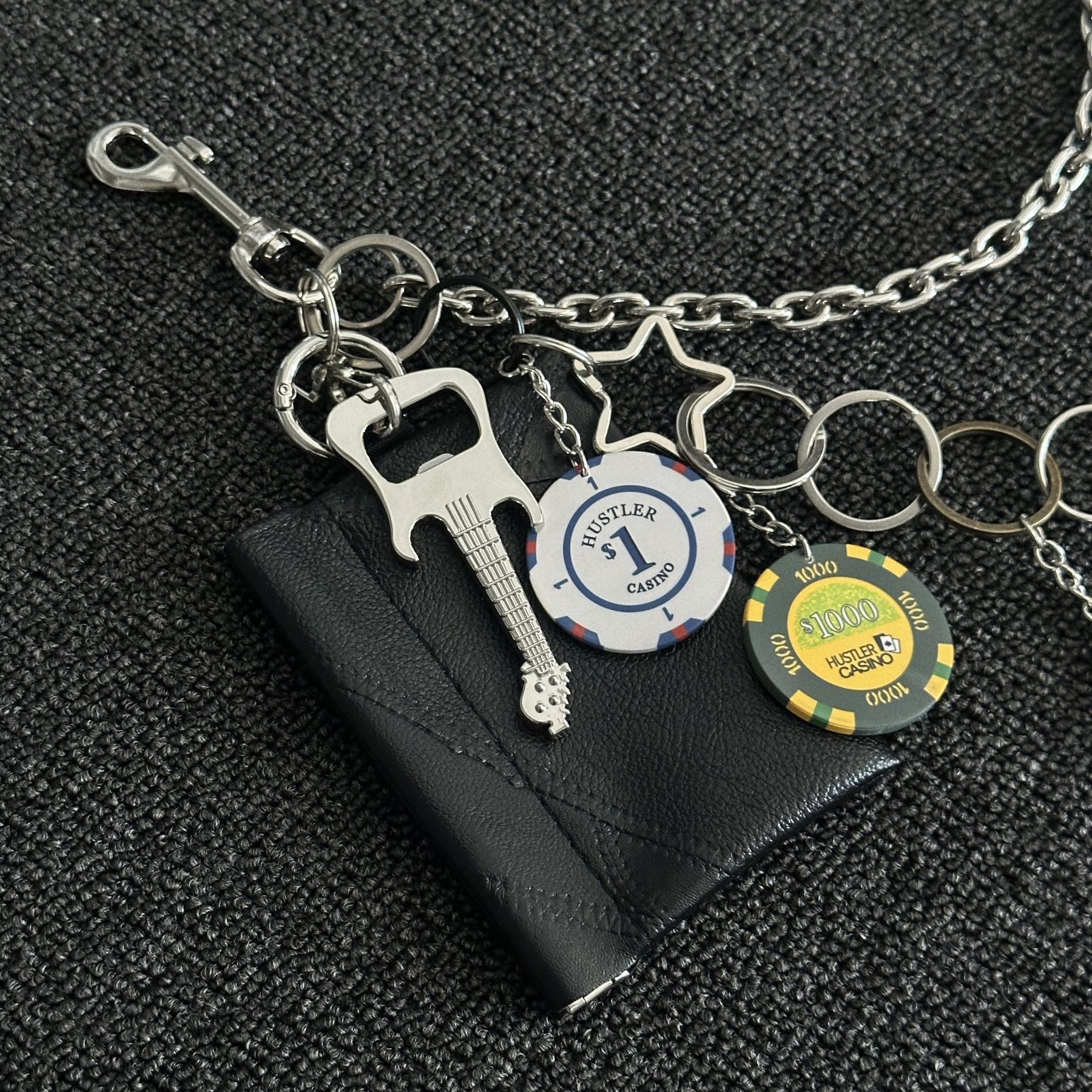 Original multi-color chip double-layer stitching trouser chain