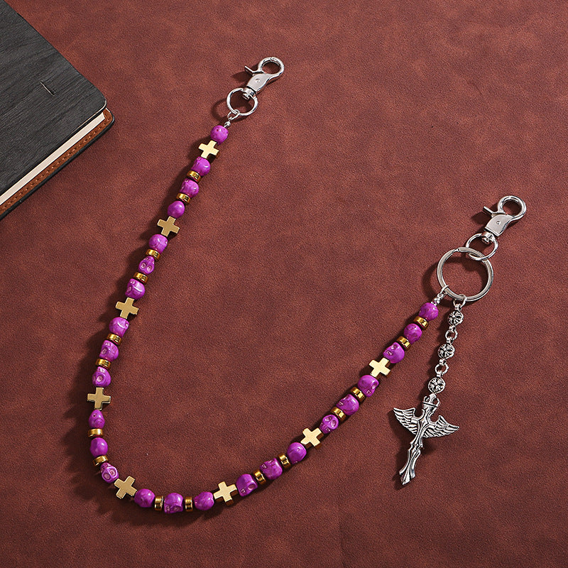 Exclusive single chain purple beaded trouser chain