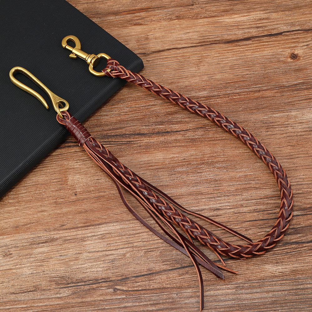 Vintage hand-woven leather tassel trouser chain
