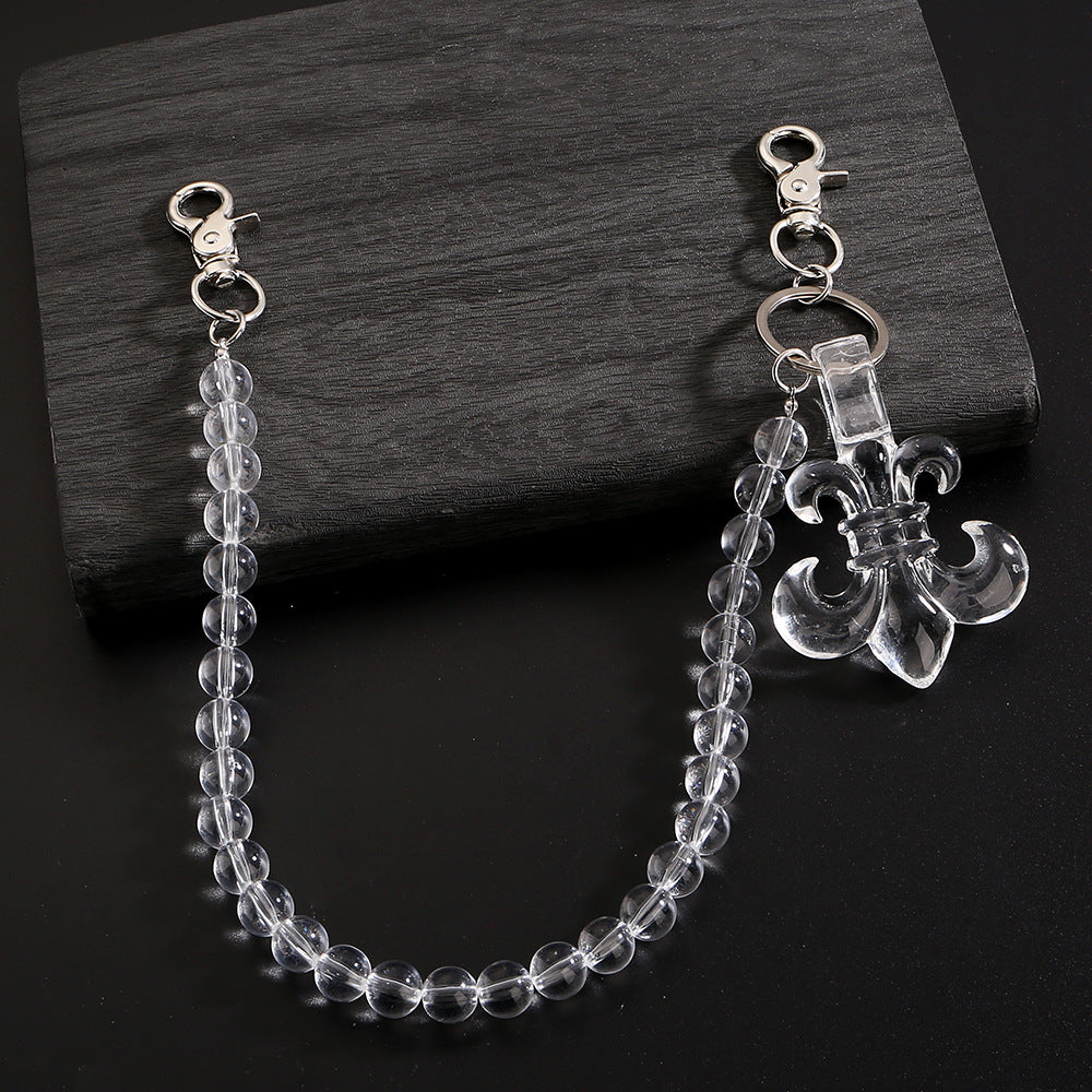 White crystal unique design trouser chain