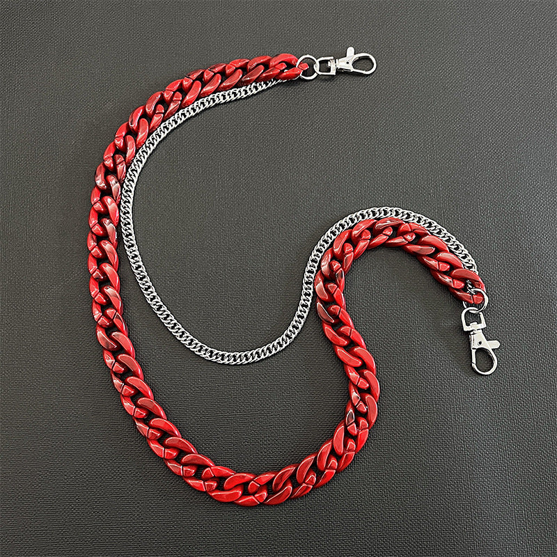 Double chain bold pearl red pants chain