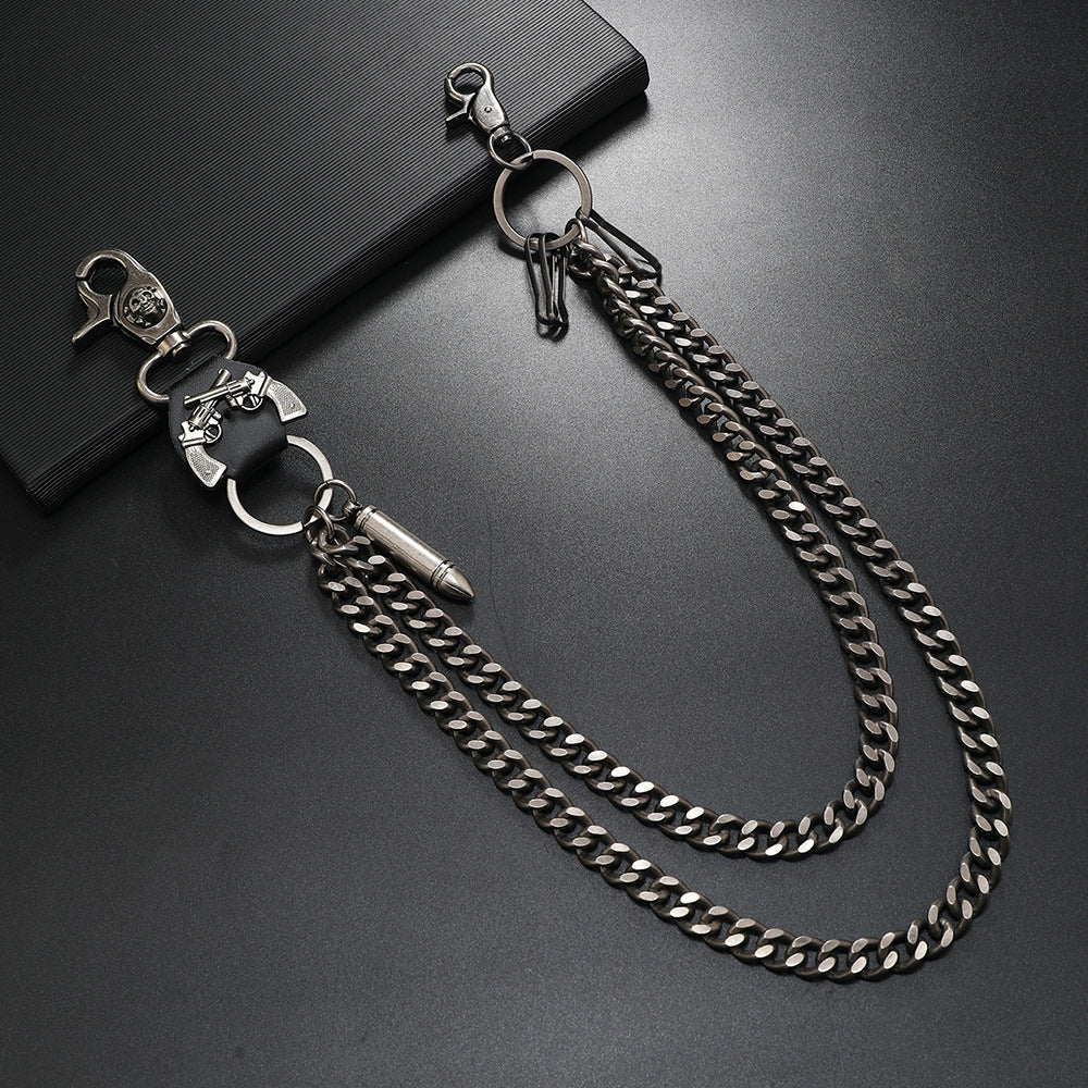 Double gun bullet design metal pants chain