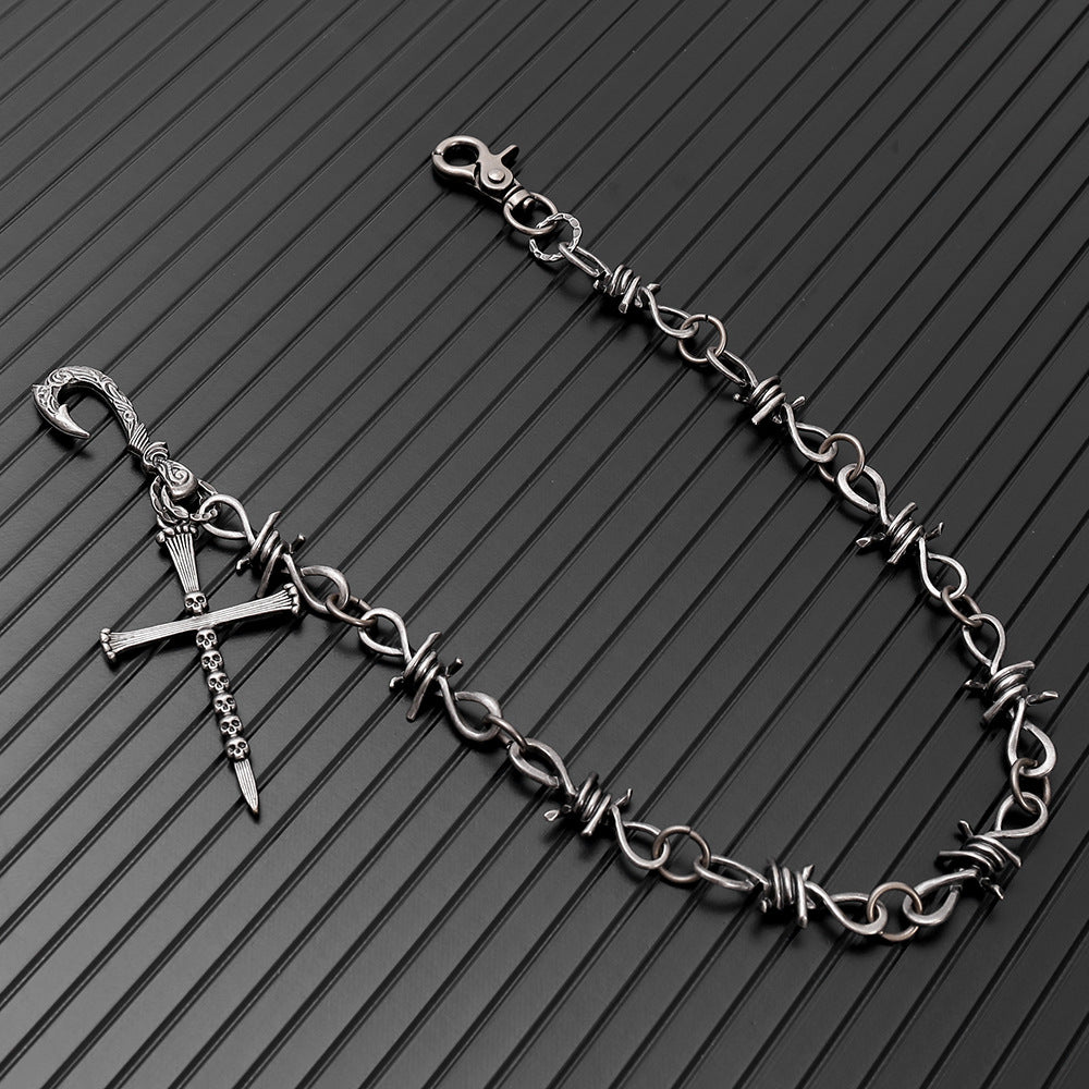 Vintage Gothic Cross Skull Pants Chain