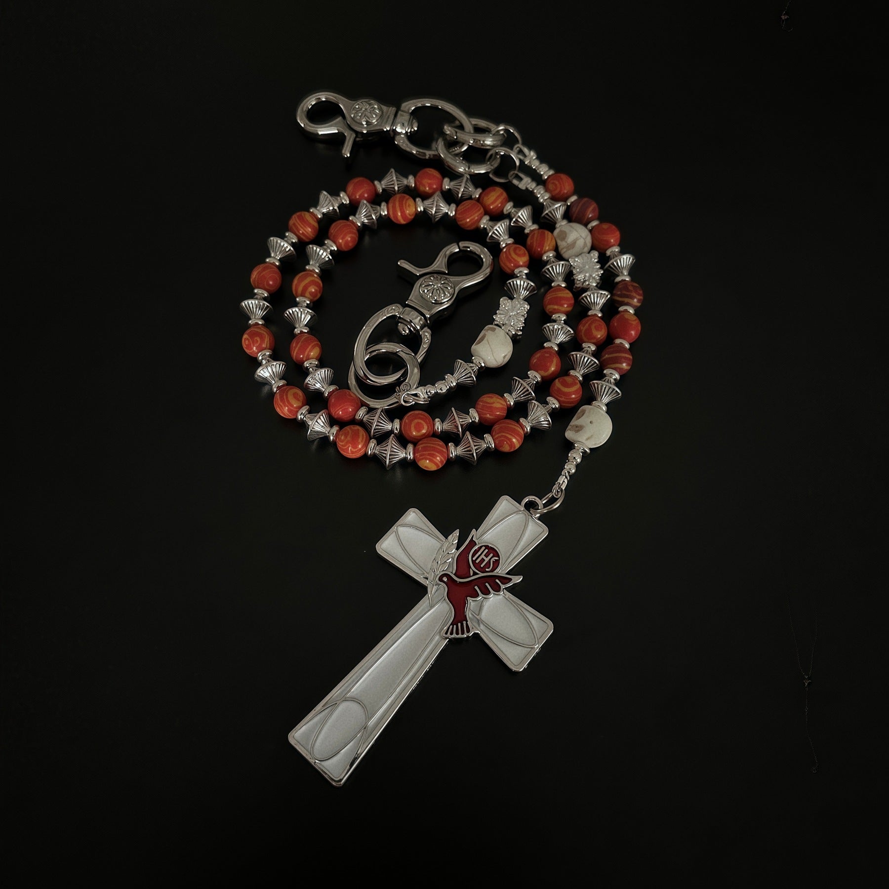 TT same style white dove red cross pants chain