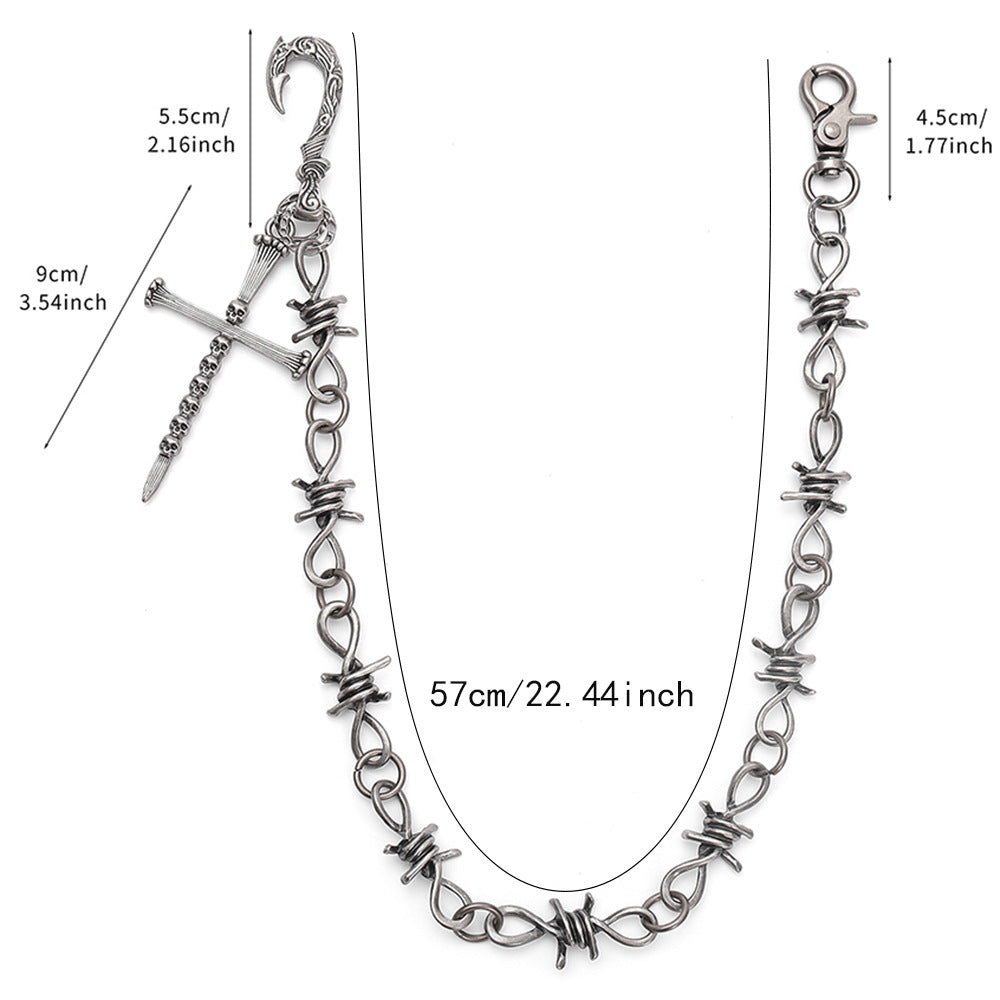 Vintage Gothic Cross Skull Pants Chain