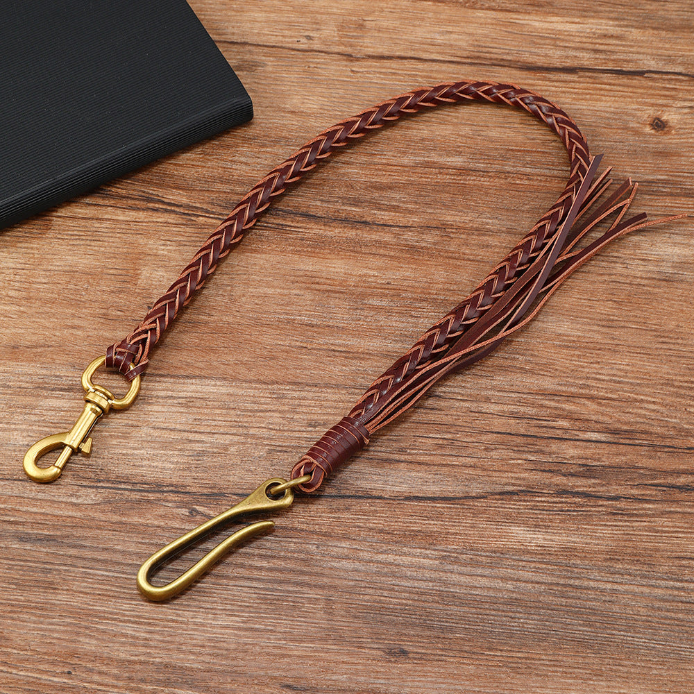 Vintage hand-woven leather tassel trouser chain