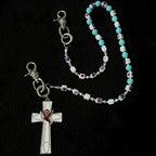 Blue ceramic blue eye cross bead pants chain