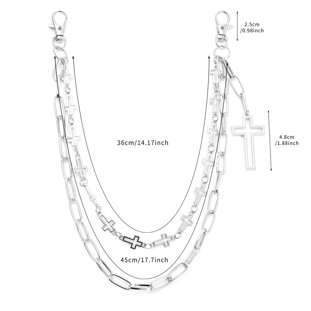 Personalized street hip-hop cross pants chain