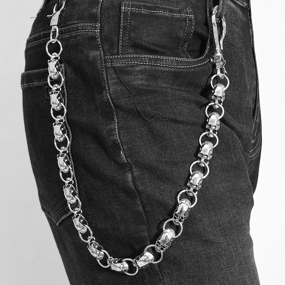 Single chain alloy skull trouser chain