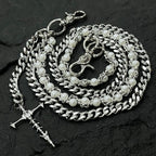 Three-chain personality street style pearl pants chain