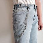 Three-layer punk spiked chain pants chain
