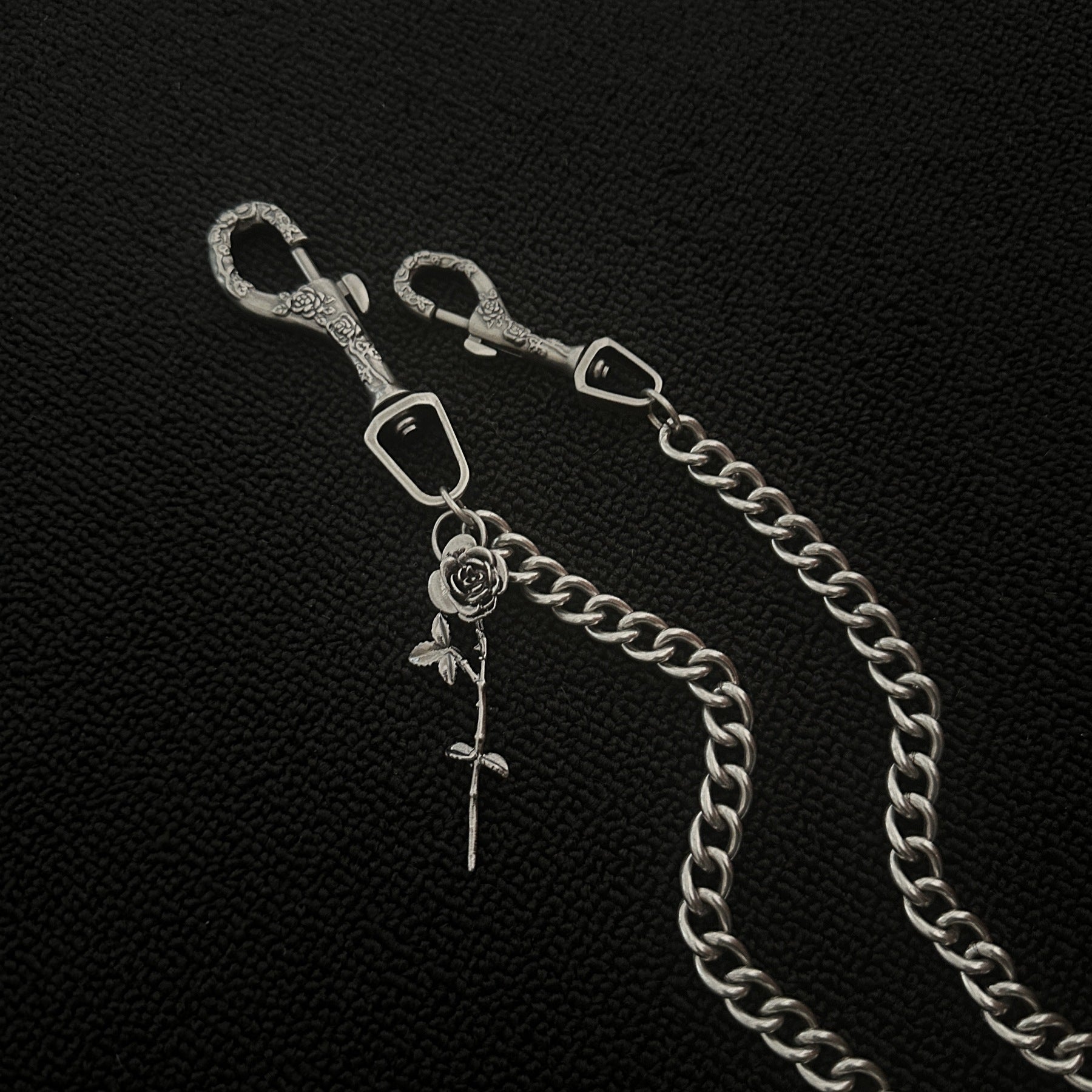 Heavy carving rose pants chain street hip hop European and American pants waist chain