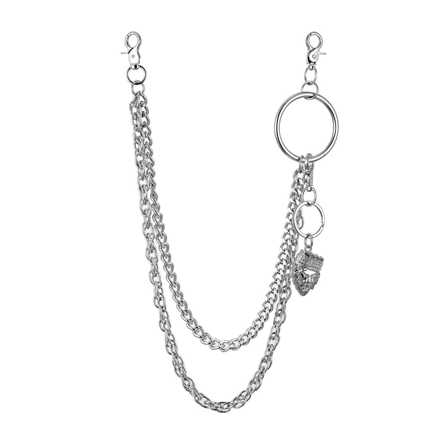 Double-layer heavy texture punk hip-hop pants chain