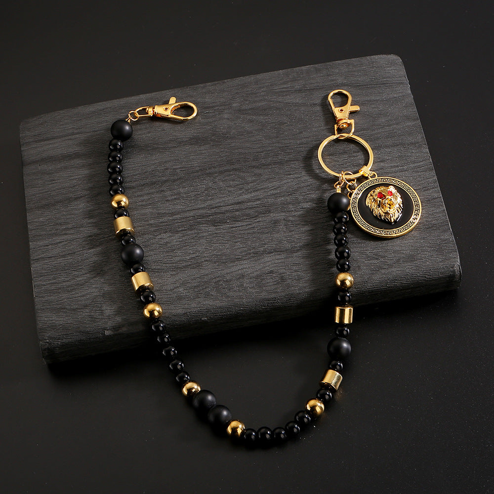 American style beaded human head pants chain