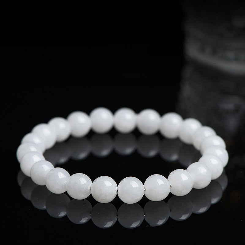 Natural Hetian white jade beaded bracelet