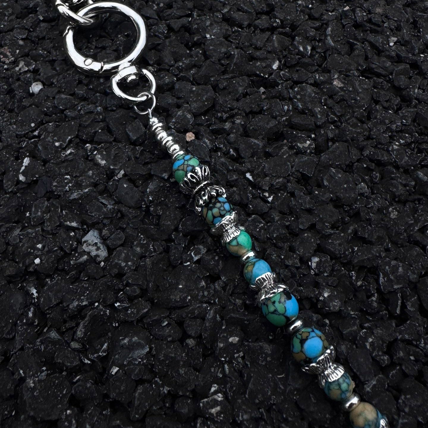Volcanic stone waist pendant pants chain