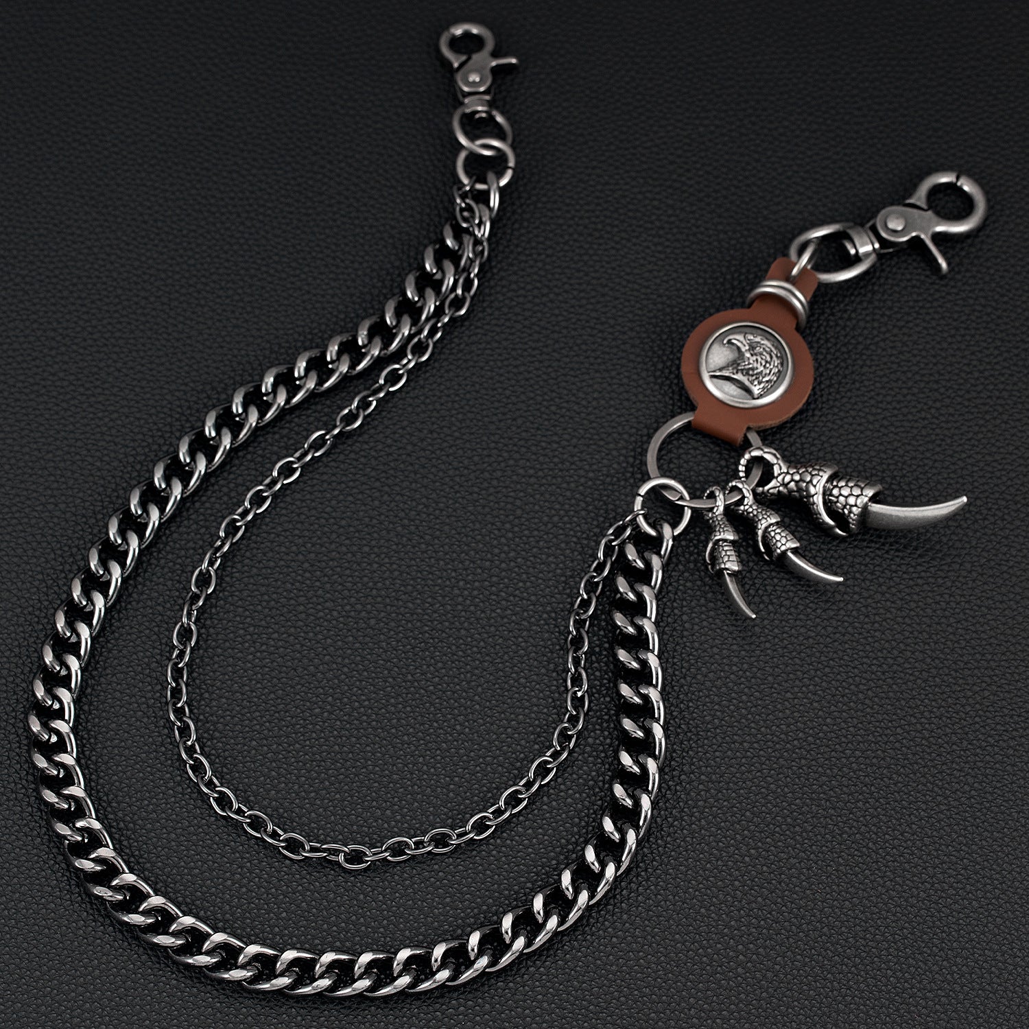 Cowhide Eagle Melon Thick Double-Layer Pants Chain