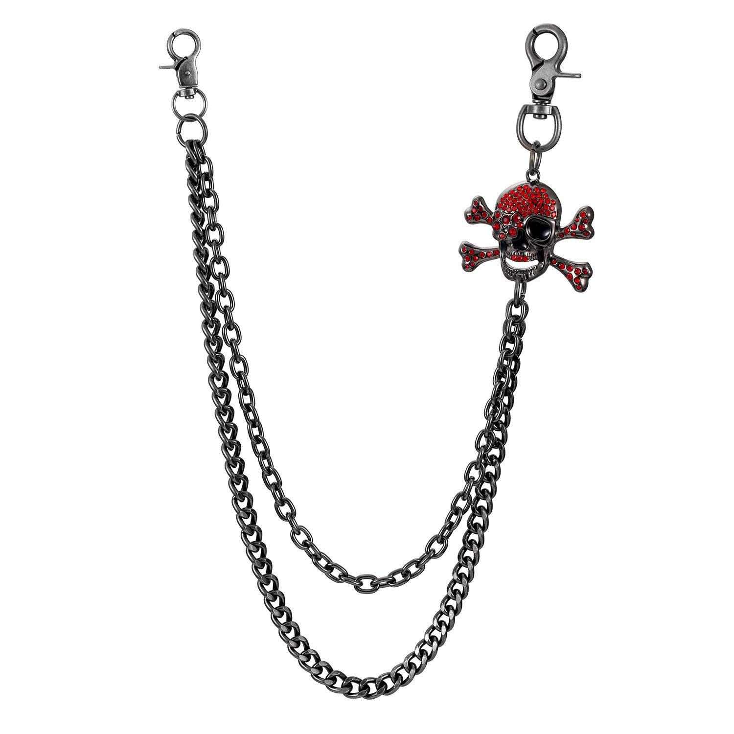 Big bone skull double punk pants chain