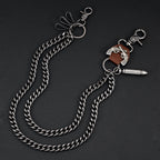 Creative double gun bullet retro double layer bold trouser chain