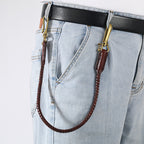 Leather hand-woven trouser chain