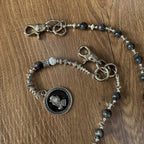 Black Flash Stone Alloy Bead Pants Chain