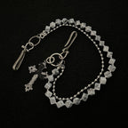 Double chain square stone personalized pants chain