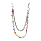 Trendy double-chain colorful Rubik's cube dice pants chain