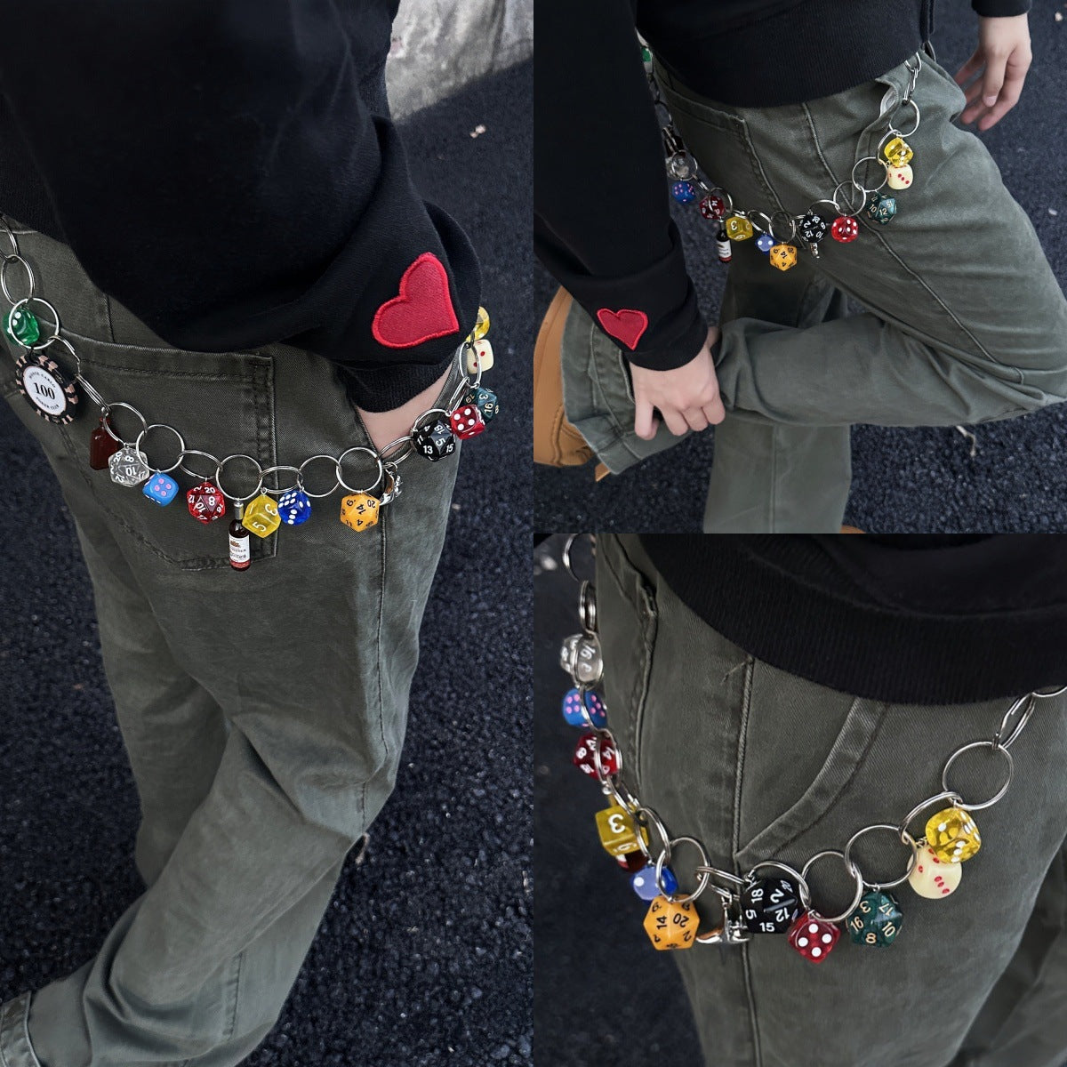 Multi-element jeans waist chain accessories